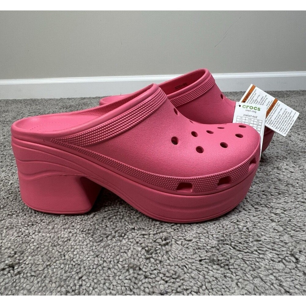 NWT Crocs Siren Clog Pink Crush Platform High Heel Women Size 12 Barbie Hot Pink